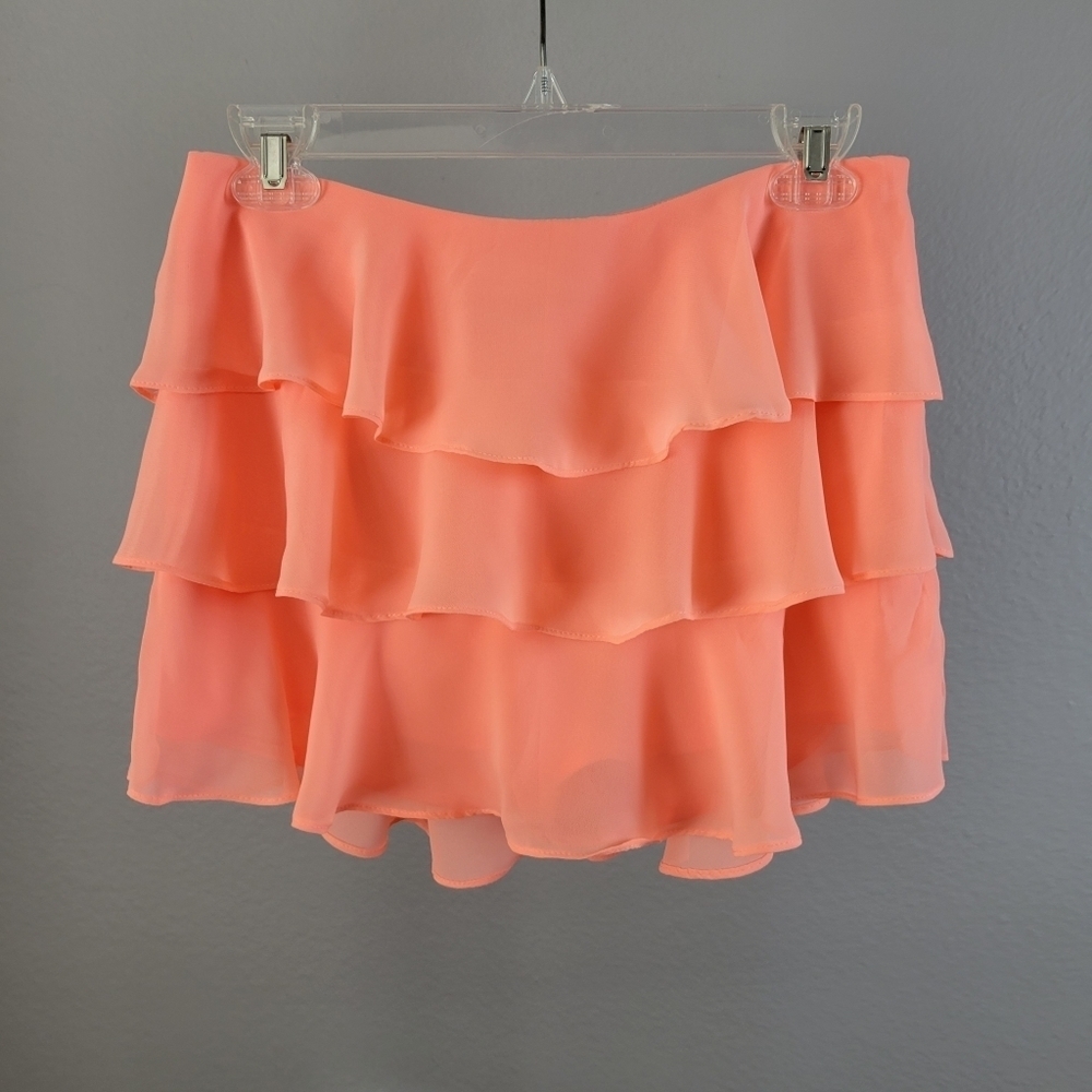 ASTR // coral layered ruffle side zip skorts shorts